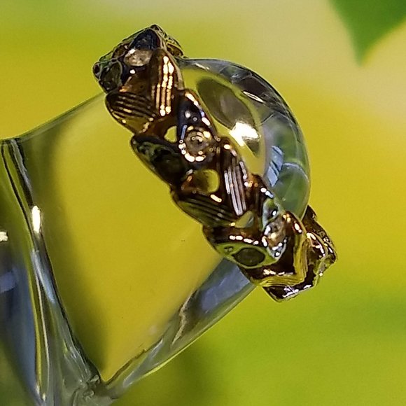 vintage 80s 2 tone rhinestone leaf sculpted ring NWOT - Picture 4 of 7